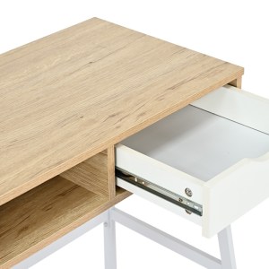 pak-375-000014-4 ΓΡΑΦΕΙΟ ΕΡΓΑΣΙΑΣ REZIO PAKOWORLD ΜΕ ΡΑΦΙ ΚΑΙ ΣΥΡΤΑΡΙ ΣΕ OAK-ΛΕΥΚΗ ΑΠΟΧΡΩΣΗ ΜΕ ΠΟΔΙ ΜΑΥΡΟ ΜΕΤΑΛΛΟ 75X45X76ΕΚ