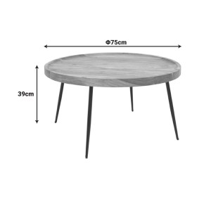 pak-376-000010-1 ΤΡΑΠΕΖΙ TAVOLO PAKOWORLD ΜΑΣΙΦ ΞΥΛΟ SHEESHAM ΣΕ ΚΑΡΥΔΙ ΑΠΟΧΡΩΣΗ ΜΕ ΜΑΥΡΑ ΜΕΤΑΛΛΙΚΑ ΠΟΔΙΑ Φ75X39ΕΚ