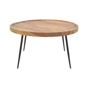 pak-376-000010-2 ΤΡΑΠΕΖΙ TAVOLO PAKOWORLD ΜΑΣΙΦ ΞΥΛΟ SHEESHAM ΣΕ ΚΑΡΥΔΙ ΑΠΟΧΡΩΣΗ ΜΕ ΜΑΥΡΑ ΜΕΤΑΛΛΙΚΑ ΠΟΔΙΑ Φ75X39ΕΚ