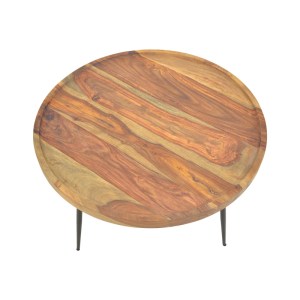 pak-376-000010-3 ΤΡΑΠΕΖΙ TAVOLO PAKOWORLD ΜΑΣΙΦ ΞΥΛΟ SHEESHAM ΣΕ ΚΑΡΥΔΙ ΑΠΟΧΡΩΣΗ ΜΕ ΜΑΥΡΑ ΜΕΤΑΛΛΙΚΑ ΠΟΔΙΑ Φ75X39ΕΚ