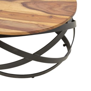pak-376-000011-3 ΤΡΑΠΕΖΙ MONAR PAKOWORLD ΜΑΣΙΦ ΞΥΛΟ SHEESHAM ΣΕ ΚΑΡΥΔΙ ΑΠΟΧΡΩΣΗ ΜΕ ΜΑΥΡΑ ΜΕΤΑΛΛΙΚΑ ΠΟΔΙΑ Φ60X30ΕΚ