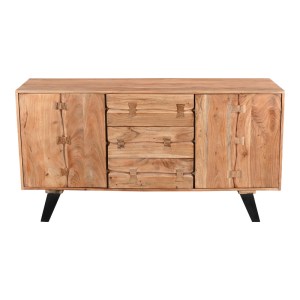 pak-379-000009-2 ΜΠΟΥΦΕΣ LEONTINA PAKOWORLD ΜΑΣΙΦ ΞΥΛΟ ΑΚΑΚΙΑΣ ΣΕ ΦΥΣΙΚΗ ΑΠΟΧΡΩΣΗ ΜΕ ΠΟΔΙ ΜΑΥΡΟ ΜΕΤΑΛΛΟ 150X45X86ΕΚ