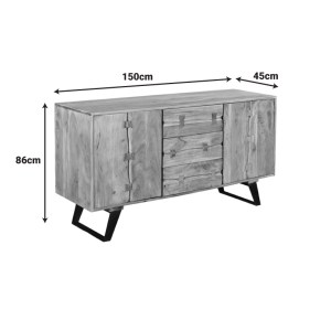 pak-379-000009-6 ΜΠΟΥΦΕΣ LEONTINA PAKOWORLD ΜΑΣΙΦ ΞΥΛΟ ΑΚΑΚΙΑΣ ΣΕ ΦΥΣΙΚΗ ΑΠΟΧΡΩΣΗ ΜΕ ΠΟΔΙ ΜΑΥΡΟ ΜΕΤΑΛΛΟ 150X45X86ΕΚ