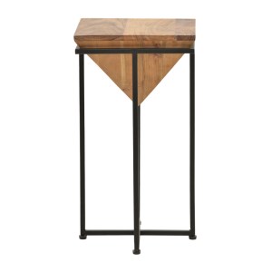 pak-379-000022-1 ΒΟΗΘΗΤΙΚΟ ΤΡΑΠΕΖΙ MILES ΙΙ PAKOWORLD ΜΑΣΙΦ ΞΥΛΟ ΑΚΑΚΙΑΣ ΣΕ ΦΥΣΙΚΗ ΑΠΟΧΡΩΣΗ ΜΕ ΜΑΥΡΑ ΜΕΤΑΛΛΙΚΑ ΠΟΔΙΑ  29X29X54ΕΚ