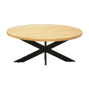 pak-379-000028-1 ΤΡΑΠΕΖΙ ROYALTY I PAKOWORLD ΜΑΣΙΦ ΞΥΛΟ MANGO 4ΕΚ ΣΕ ΦΥΣΙΚΗ ΑΠΟΧΡΩΣΗ-ΠΟΔΙ ΜΕΤΑΛΛΙΚΟ ΜΑΥΡΟ Φ130X77ΕΚ