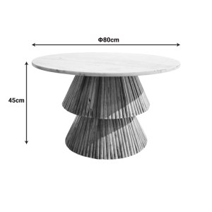 pak-379-000044-3 ΤΡΑΠΕΖΙ ΣΑΛΟΝΙΟΥ HAVAI PAKOWORLD ΜΑΣΙΦ ΞΥΛΟ MANGO ΣΕ ΦΥΣΙΚΗ ΑΠΟΧΡΩΣΗ Κ ΛΕΥΚΗ ΕΠΙΦΑΝΕΙΑ ΜΑΡΜΑΡΟΥ Φ80X45ΕΚ