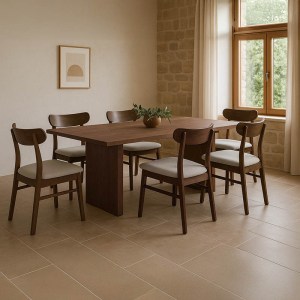 pak-381-000009 ΤΡΑΠΕΖΑΡΙΑ ELEGANZA-CAIRO PAKOWORLD ΣΕΤ 7ΤΕΜ MDF ΣΕ ΚΑΡΥΔΙ-ΕΚΡΟΥ ΑΠΟΧΡΩΣΗ 180X99X75.8ΕΚ