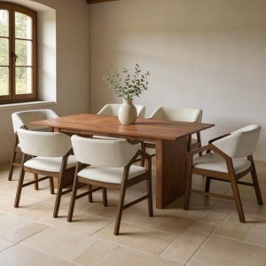pak-381-000011 ΤΡΑΠΕΖΑΡΙΑ ELEGANZA-LIVIA PAKOWORLD ΣΕΤ 7ΤΕΜ MDF ΣΕ ΚΑΡΥΔΙ-ΕΚΡΟΥ ΑΠΟΧΡΩΣΗ 180X99X75.8ΕΚ