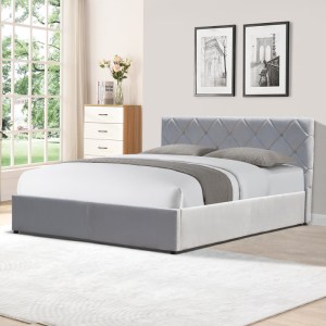 pak-388-000006-1 ΚΡΕΒΑΤΙ DREAMIE PAKOWORLD ΜΕ ΑΠΟΘΗΚΕΥΤΙΚΟ ΧΩΡΟ ΒΕΛΟΥΔΟ ΓΚΡΙ 160X200ΕΚ
