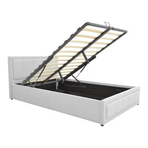 pak-388-000012-3 ΚΡΕΒΑΤΙ HUGA PAKOWORLD ΜΕ ΑΠΟΘΗΚΕΥΤΙΚΟ ΧΩΡΟ ΥΦΑΣΜΑ ΓΚΡΙ 120X200ΕΚ