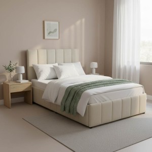 pak-388-000019-1 ΚΡΕΒΑΤΙ SNUGGLE PAKOWORLD ΜΕ ΑΠΟΘΗΚΕΥΤΙΚΟ ΧΩΡΟ ΥΦΑΣΜΑ ΜΠΕΖ 120X200ΕΚ