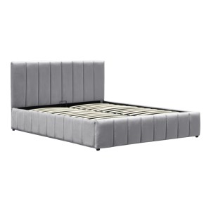 pak-388-000022-3 ΚΡΕΒΑΤΙ SNUGGLE PAKOWORLD ΜΕ ΑΠΟΘΗΚΕΥΤΙΚΟ ΧΩΡΟ ΒΕΛΟΥΔΟ ΓΚΡΙ 160X200ΕΚ