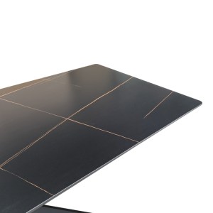 pak-390-000014-3 ΤΡΑΠΕΖΙ MATTIAS PAKOWORLD SINTERED STONE ΜΑΥΡΗ ΟΨΗ ΜΑΡΜΑΡΟΥ ΜΕ ΜΑΥΡΑ ΜΕΤΑΛΛΙΚΑ ΠΟΔΙΑ 180X90X75ΕΚ