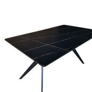 pak-390-000016-2 ΤΡΑΠΕΖΙ EZALI PAKOWORLD MDF ΜΑΥΡΗ ΟΨΗ ΜΑΡΜΑΡΟΥ ΜΕ ΜΑΥΡΑ ΜΕΤΑΛΛΙΚΑ ΠΟΔΙΑ 140X80X75ΕΚ