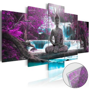 pol-a1-acrylglasbild167_1 ΠΙΝΑΚΑΣ ΣΕ ΑΚΡΥΛΙΚΟ ΓΥΑΛΙ - WATERFALL AND BUDDHA [GLASS] - 100X50