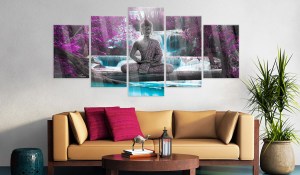 pol-a1-acrylglasbild167_2_1 ΠΙΝΑΚΑΣ ΣΕ ΑΚΡΥΛΙΚΟ ΓΥΑΛΙ - WATERFALL AND BUDDHA [GLASS] - 100X50