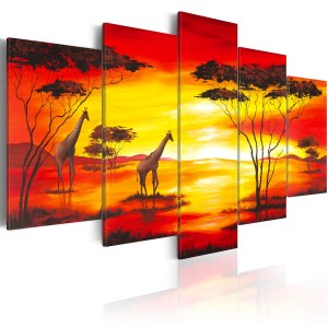 pol-a1-n1064-dkx_1 ΠΙΝΑΚΑΣ - GIRAFFES ON THE BACKGROUND WITH SUNSET 200X100