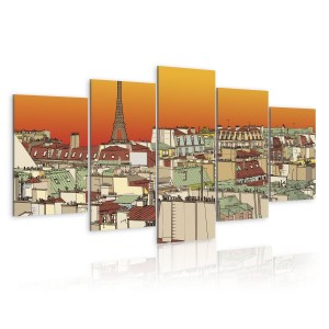 pol-a1-n1771-dkx_1 ΠΙΝΑΚΑΣ - PARISIAN SKY IN ORANGE COLOUR 200X100