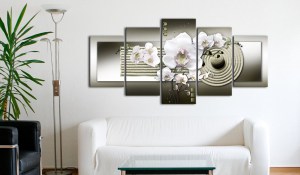 pol-a1-n2998_2_1 ΠΙΝΑΚΑΣ - ORCHID AND ZEN GARDEN IN GREY 100X50