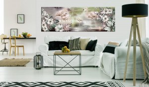 pol-a1-n6773_2_1 ΠΙΝΑΚΑΣ - FLAMINGOES AND FLOWERS 120X40