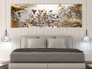 pol-a1-n7809-dk150_2_1 ΠΙΝΑΚΑΣ - HUMMINGBIRDS DANCE (1 PART) GOLD NARROW 120X40