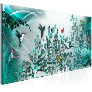 pol-a1-n7810-dkx_1 ΠΙΝΑΚΑΣ - HUMMINGBIRDS DANCE (1 PART) TURQUOISE NARROW 120X40