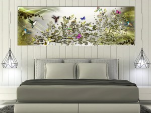 pol-a1-n7811-dk150_2_1 ΠΙΝΑΚΑΣ - HUMMINGBIRDS DANCE (1 PART) GREEN NARROW 120X40