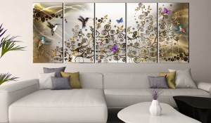 pol-a1-n7812-dk_2_1 ΠΙΝΑΚΑΣ - HUMMINGBIRDS DANCE (5 PARTS) GOLD NARROW 225X90