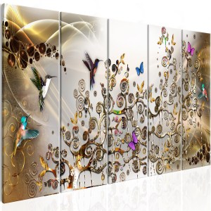 pol-a1-n7812-dkx_1 ΠΙΝΑΚΑΣ - HUMMINGBIRDS DANCE (5 PARTS) GOLD NARROW 225X90