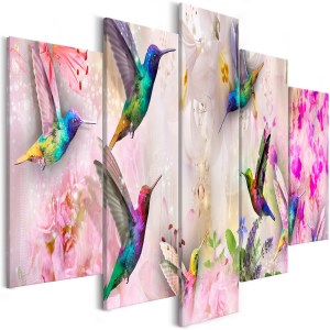 pol-a1-n7830-dkx_1 ΠΙΝΑΚΑΣ - COLOURFUL HUMMINGBIRDS (5 PARTS) WIDE PINK 200X100