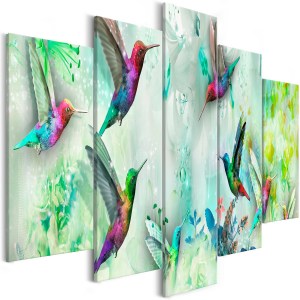 pol-a1-n7831-dkx_1 ΠΙΝΑΚΑΣ - COLOURFUL HUMMINGBIRDS (5 PARTS) WIDE GREEN 200X100