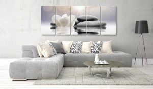 pol-a1-n7873-dk_2_1 ΠΙΝΑΚΑΣ - PEBBLES IN WATER (5 PARTS) NARROW 225X90