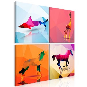 pol-a1-n7925-dkx_1 ΠΙΝΑΚΑΣ - GEOMETRIC ANIMALS (4 PARTS) 60X60