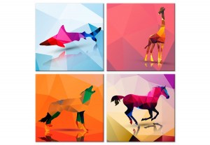 pol-a1-n7925_2_1 ΠΙΝΑΚΑΣ - GEOMETRIC ANIMALS (4 PARTS) 40X40