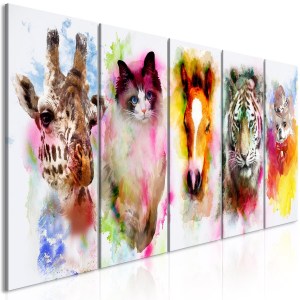 pol-a1-n7942-dkx_1 ΠΙΝΑΚΑΣ - WATERCOLOUR ANIMALS (5 PARTS) NARROW 200X80