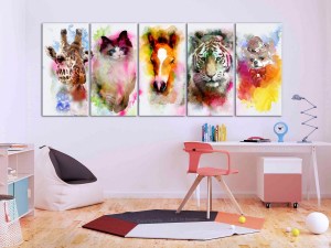 pol-a1-n7942-dkx_2_1 ΠΙΝΑΚΑΣ - WATERCOLOUR ANIMALS (5 PARTS) NARROW 200X80