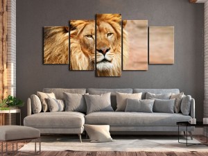 pol-a1-n7954_2_1 ΠΙΝΑΚΑΣ - THE KING OF BEASTS (5 PARTS) WIDE ORANGE 100X50