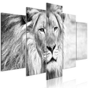 pol-a1-n7955_1 ΠΙΝΑΚΑΣ - THE KING OF BEASTS (5 PARTS) WIDE BLACK AND WHITE 100X50