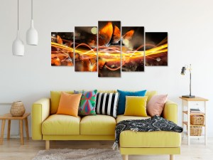 pol-a1-n7958_2_1 ΠΙΝΑΚΑΣ - SWARM OF BUTTERFLIES (5 PARTS) WIDE ORANGE 200X100