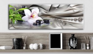 pol-b-a-0199-b-b-ebvis20_1 ΠΙΝΑΚΑΣ - ZEN COMPOSITION: BAMBOO, ORCHID AND STONES - 120X40