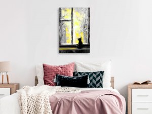 pol-g-c-0161-b-b-w_1 ΠΙΝΑΚΑΣ - LONGING KITTY (1 PART) VERTICAL YELLOW - 40X60