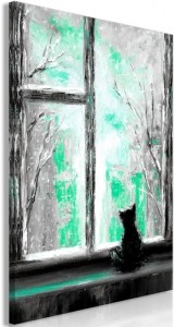 pol-g-c-0161-b-c-eb10 ΠΙΝΑΚΑΣ - LONGING KITTY (1 PART) VERTICAL GREEN - 60X90