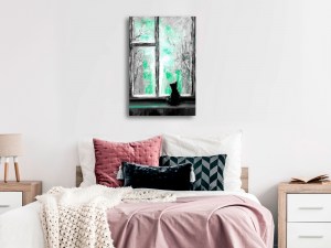 pol-g-c-0161-b-c-w_1 ΠΙΝΑΚΑΣ - LONGING KITTY (1 PART) VERTICAL GREEN - 40X60