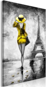 pol-h-c-0115-b-b-eb10 ΠΙΝΑΚΑΣ - PARISIAN WOMAN (1 PART) VERTICAL YELLOW - 40X60