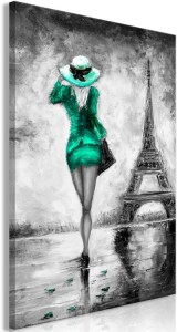 pol-h-c-0115-b-c-eb10 ΠΙΝΑΚΑΣ - PARISIAN WOMAN (1 PART) VERTICAL GREEN - 40X60