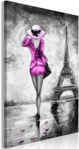 pol-h-c-0115-b-d-eb10 ΠΙΝΑΚΑΣ - PARISIAN WOMAN (1 PART) VERTICAL PINK - 40X60