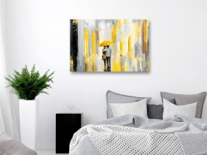 pol-h-c-0116-b-b-w_1 ΠΙΝΑΚΑΣ - UMBRELLA IN LOVE (1 PART) WIDE YELLOW - 120X80