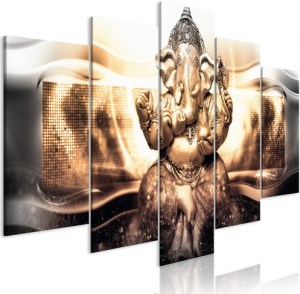 pol-p-a-0032-b-o-eb10 ΠΙΝΑΚΑΣ - BUDDHA STYLE (5 PARTS) GOLDEN WIDE - 100X50