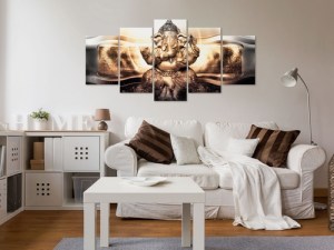 pol-p-a-0032-b-o-w ΠΙΝΑΚΑΣ - BUDDHA STYLE (5 PARTS) GOLDEN WIDE - 200X100
