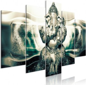 pol-p-a-0032-b-p-eb10_1 ΠΙΝΑΚΑΣ - BUDDHA STYLE (5 PARTS) GREEN WIDE - 200X100